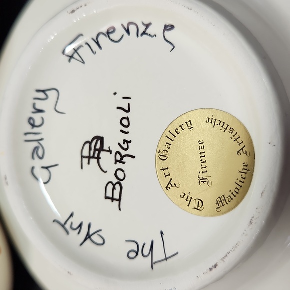 BORGIOLI CERAMICS (Italy) Salt/Pepper Set Hand painted 'Black Pomegranate' - Picture 12 of 13